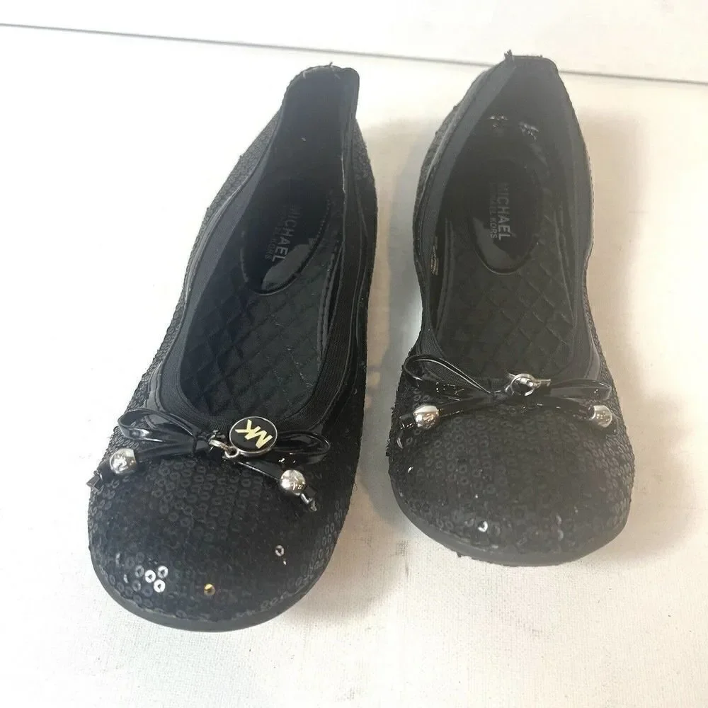 MICHAEL Michael Kors Women's Beaded Flats Youth Size 4 Comfort Shoe Black Loafer